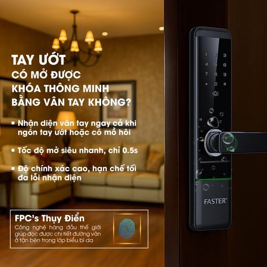 TAY ƯỚT CÓ MỞ ĐƯỢC KHÓA THÔNG MINH BẰNG VÂN TAY KHÔNG?